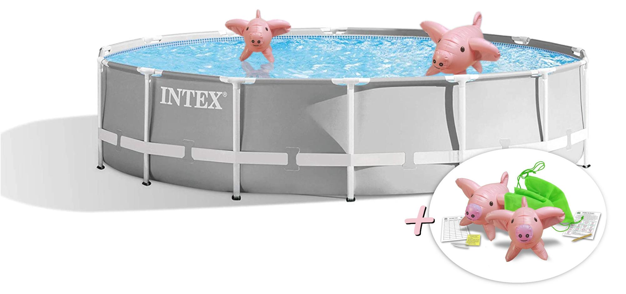INTEX 26720GN - PrismFrame Pool (427x107cm) + aufblasbare Schwimmtiere