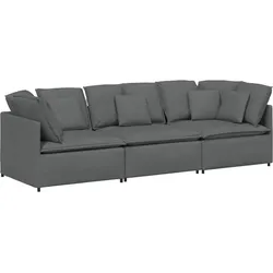 vidaXL Modulares Sofa mit Kissen Stoff Dunkelgrau
