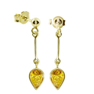 Paar Ohrhänger OSTSEE-SCHMUCK "- Classic 7 x 5 mm - Gold 333/000 - Bernstein" Gr. 28, gold (gold 333, goldfarben, gelb), Ohrringe, Damen, 28, Gelbgold 333