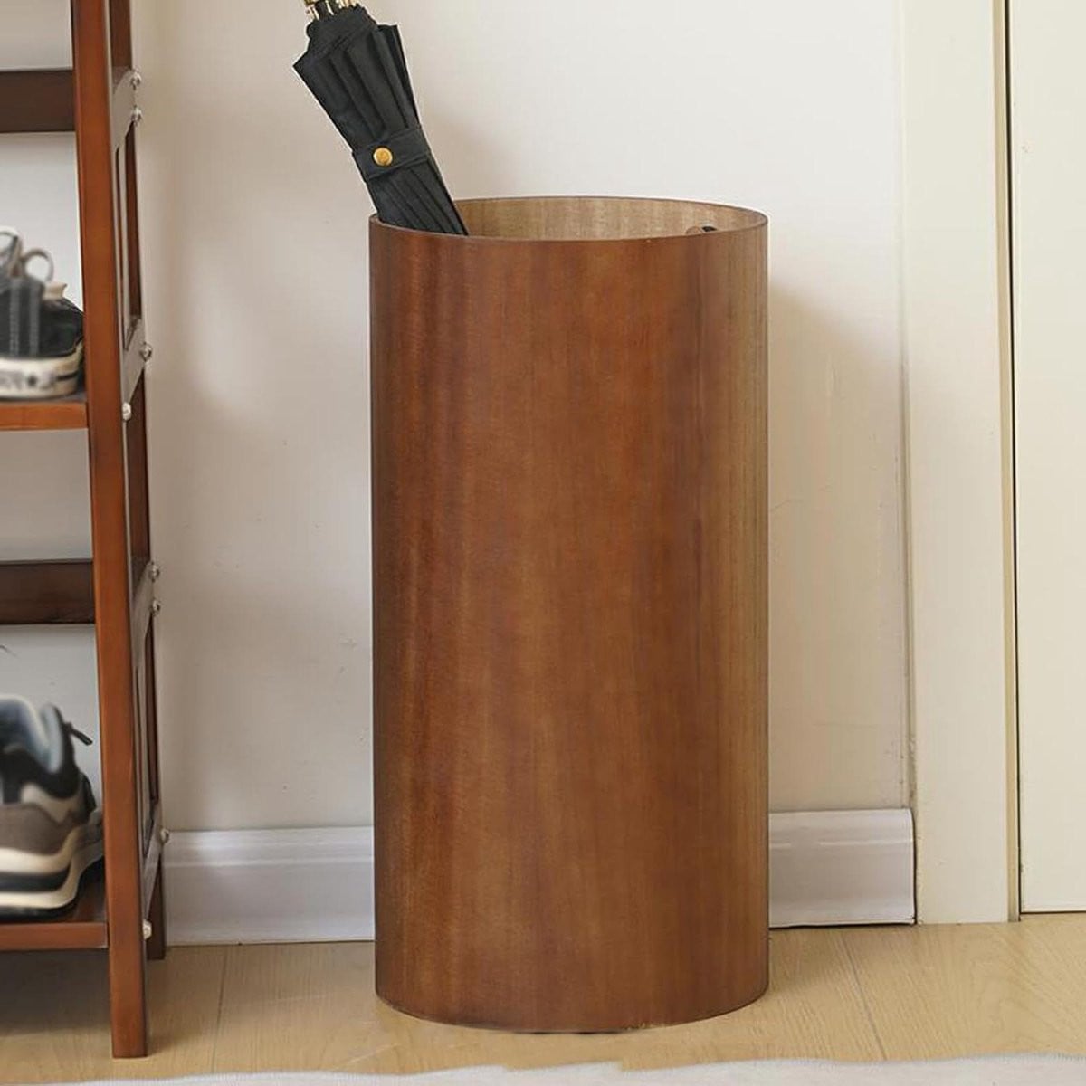 Massief houten paraplustandaard voor binnen, houtkleur, Hoogte: 49,5 cm