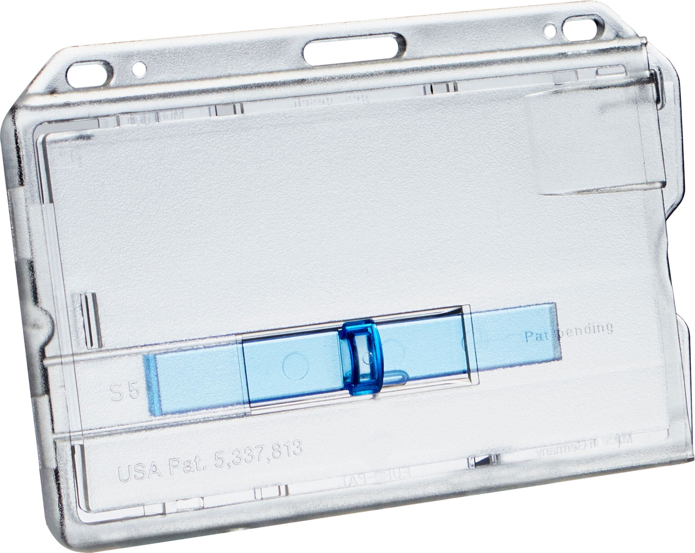SPRINTIS Porte-badge plastique dur avec curseur bleu, plastique rigide