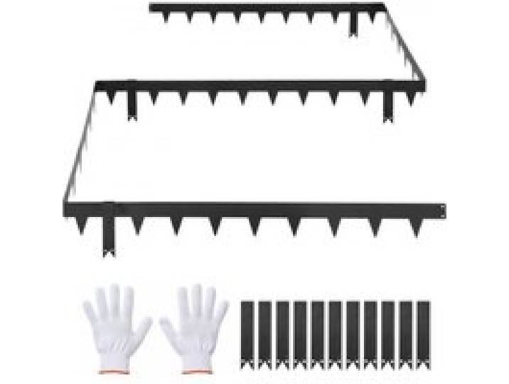 VEVOR Bordure de Jardin Métal 101,6x11,4 cm Bordure de Pelouse Acier Galvanisé Lot de 10 pour Massifs Fleurs, Allées, Délimitation Espace, Aménagement Paysager, Flexible, avec 11 Clips Fixation, Noir