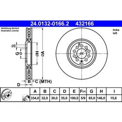 Bremsscheibe ATE 24.0132-0166.2 für VW Audi Golf IV TT