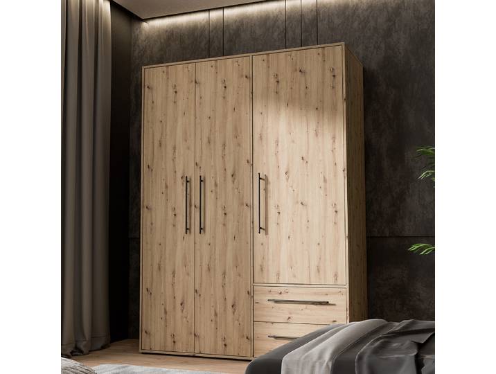 Armoire à portes battantes 144cm Marron/Imitation chêne Artisan