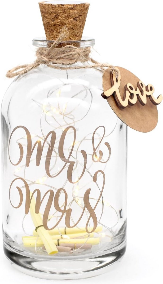 Meerkleurige verlichte decoratieve fles met kurk voor kerstdecoratie, 22 cm