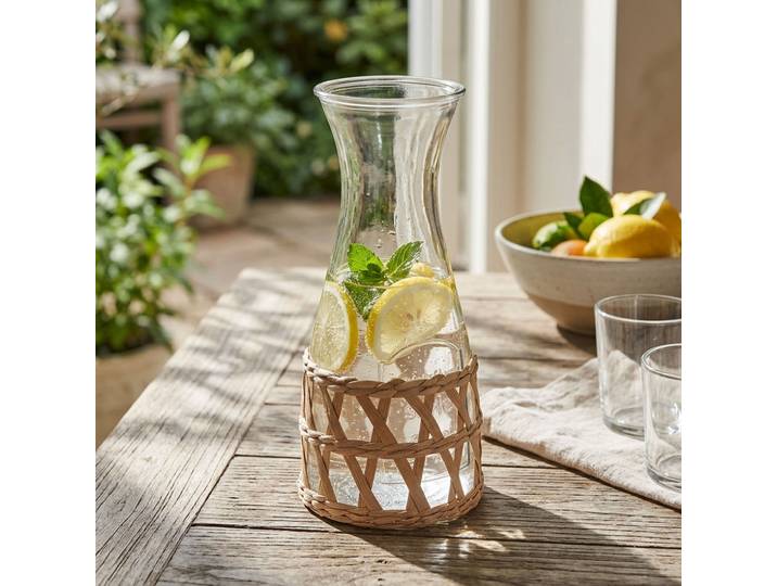 Dekanter mit Rattan, Wasserkaraffe, 1200 ml