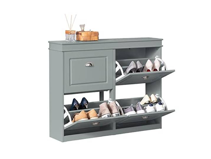 SoBuy Schuhschrank schmal mit 4 Klappen 105x82x24cm für Flur