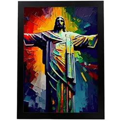 POSTER Christus Der Erlöser Im Ölgemälde Stil A4 Schwarzer Rahmen