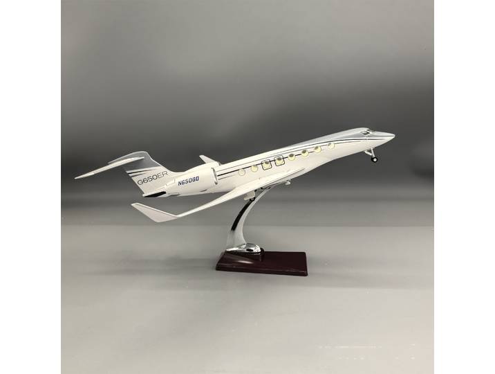 Avion à échelle 1/50 45cm, Simulation Gulfstream G650ER, modèle d'avion d'affaires avec support de lampe à Induction, statique, à collectionner