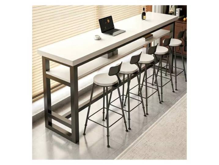 ZCXMNL Schmaler Bartisch, Doppelschichtig, Hohe Kneipenhöhe, Küche, Esszimmer, Industrielle Frühstückstheke, Couch for Zuhause(White,L180xW30xH105cm)