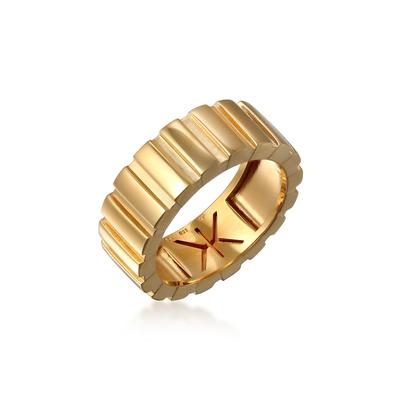 Silberring KUZZOI "Ring Herrenring Maskulin Rillendesign 925 Sterling Silber" Gr. 62, gold, Fingerringe, Herren, 62, Silber 925 (Sterlingsilber), Silberring