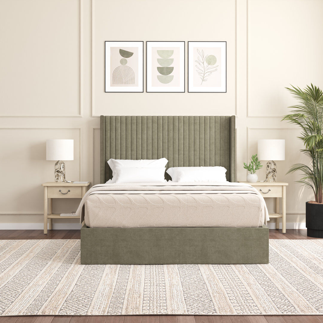 Canora Grey Barkat Upholstered Ottoman Storage Bed Asphalt Kingsize (5')