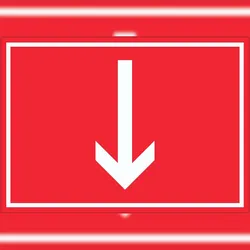 HB-Druck Richtungspfeil runter Aufkleber waagerecht weiss rot Pfeil A1 (594x841mm)
