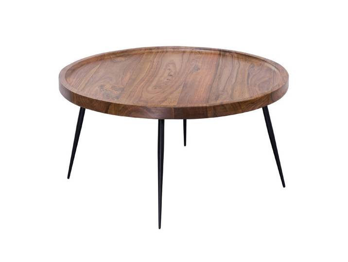 furnicato Couchtisch Massivholz Walnuss Finish 75x39x75 cm Braun (1-St), Handgefertigter Wohnzimmertisch mit versiegelter Oberfläche