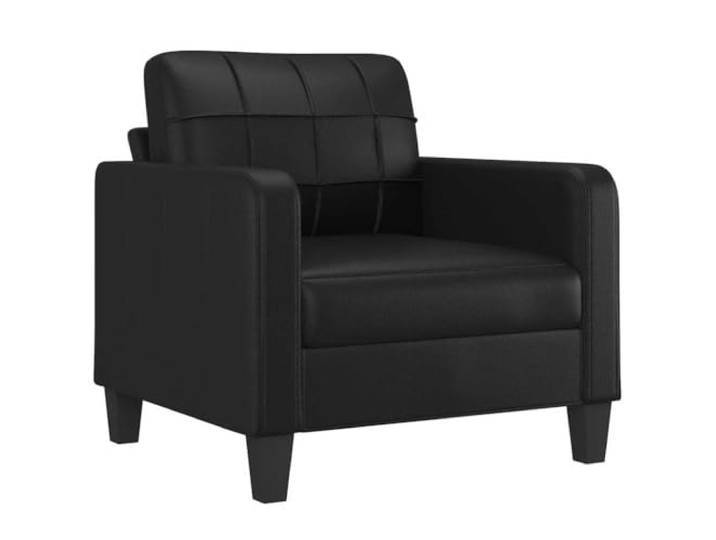 GHVBNMF Sessel Schwarz Kunstleder 60 cm Polstersessel Metallgestell Moderner Stuhl mit stabilem Metallgestell für Wohnzimmer und Schlafzimmer, pflegeleichter Kunstlederbezug im Sitzbereich.