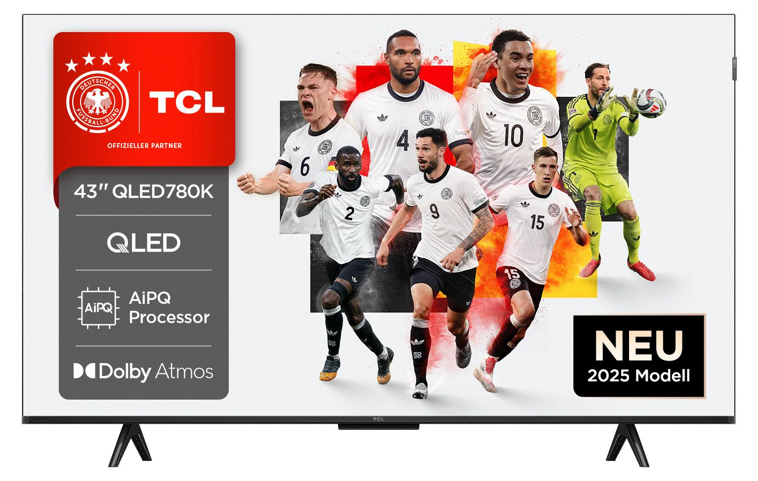 TCL 43QLED780K, 109,2 cm (43"), 3840 x 2160 Pixel, 4K Ultra HD, QLED, Smart-TV, Schwarz