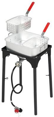 no Double Fryer with 2 Baskets Propane Burners for Outdoor Cooking