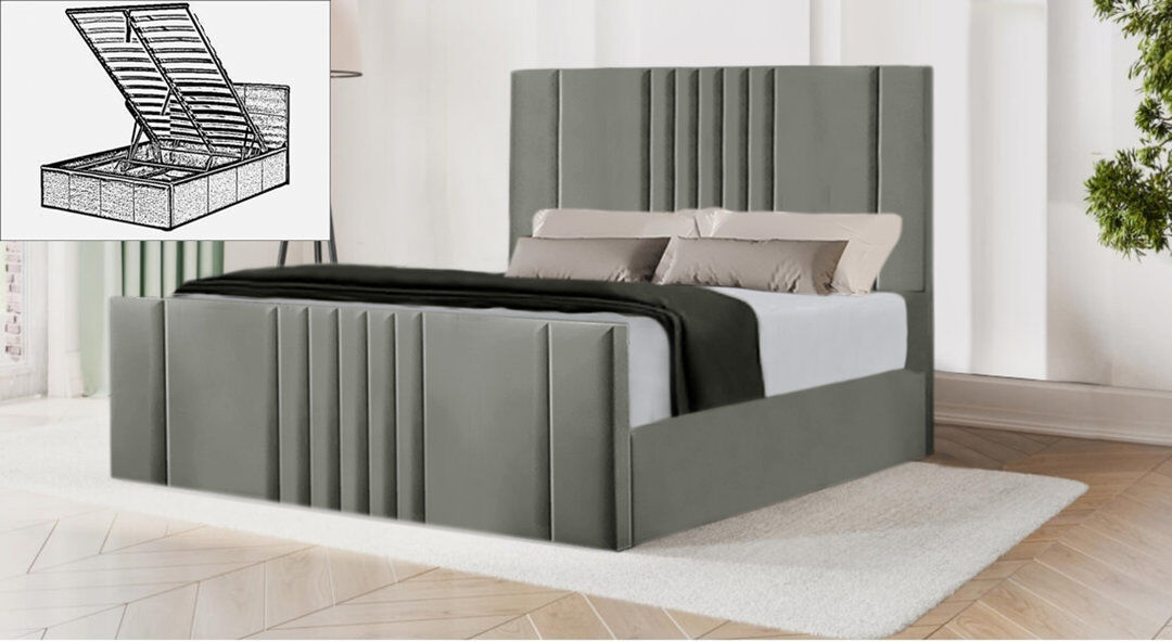 Ebern Designs Moherek Upholstered Storage Bed Chrome King (150 x 200 cm)