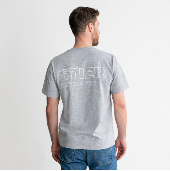 T-shirt STIER Heavy Logo Capsule, Couleur Gris, Taille M, coton organique (906653)