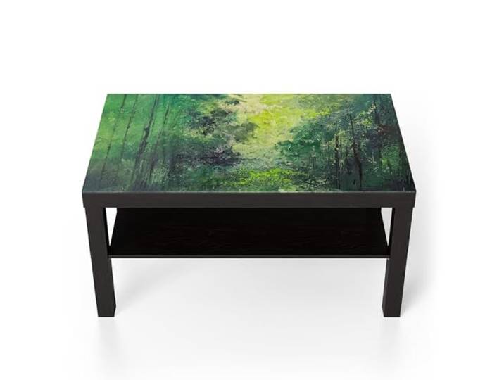 DEQORI Glastisch schwarz groß 90x50 cm Motiv Grüner Zauber ausgefallener Beistelltisch aus Glas Hochglanz Couchtisch fürs Wohnzimmer moderner Couch Tisch mit Design