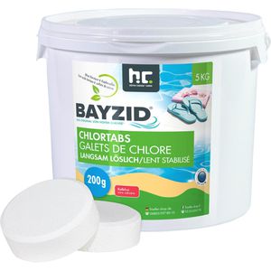 Höfer-Chemie Chlor BAYZID organisch, langsamlösliche Tabletten, für Pool & Schwimmbad, 90 % Chlorgehalt, 25x 200 g, Eimer 5 kg