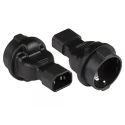 Alcasa PA-1402S Netzstecker-Adapter C14 Typ F Schwarz
