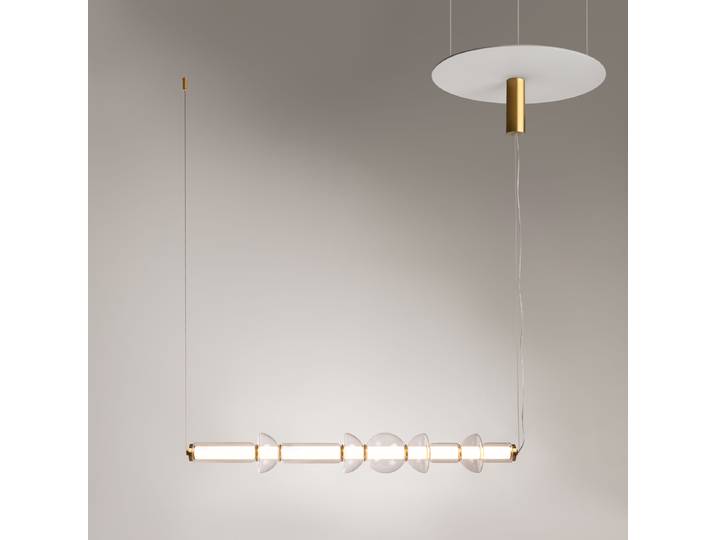 LED-Pendelleuchte Cosmo 16 x 138 x 98cm Messing/Messing Mischmetall / Klarglas LED LED-Platine