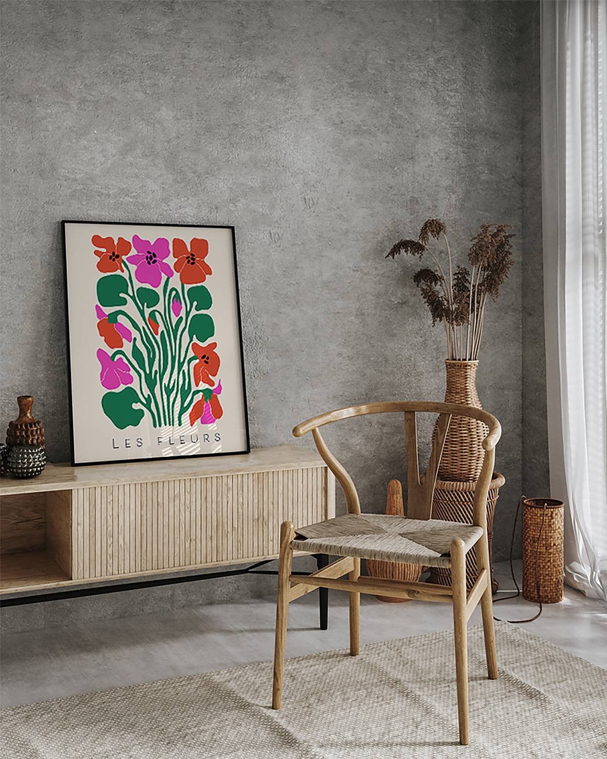 home24 Les Fleurs I Love Lijst, meerkleurig, massief beukenhout en acrylglas, 52 x 62 cm