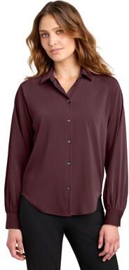 Mercer+Mettle MM2017 Women's Long Sleeve Buttery Soft Blouse in Dark Raisin size Large   97% polyester, 3% spandex