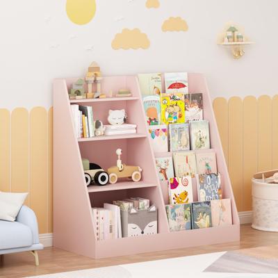 Kodotan sofa Kids Bookshelf and Toy Storage Organizer, Multifunctional 4 Tier Wooden Kids Book Shelf with Bookcase Display Stand