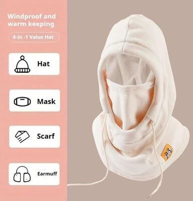 Uplift Picks Unisex Winter Balaclava Knit Hood Windproof Face Mask For Cold Weather Riding beige