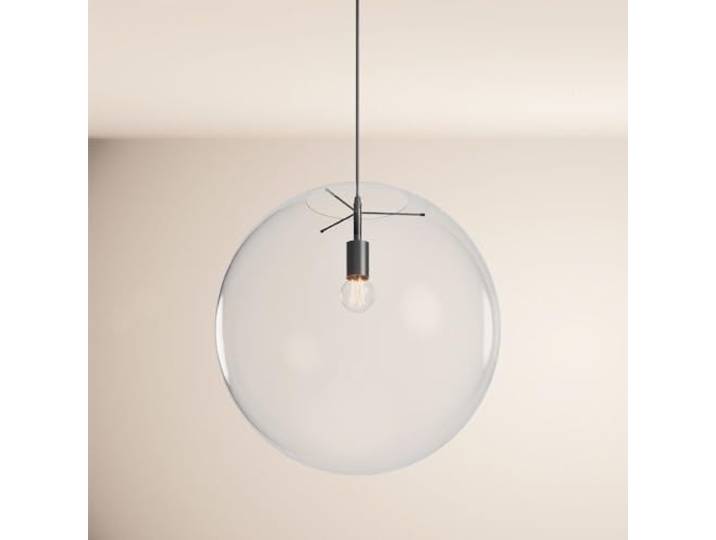 s.luce Orb Glaskugel Abhängung Schwarz Hängeleuchte Hängelampe Pendellampe Pendelleuchte Glaslampe Orb/Farbverlauf, Farbe:Klar, Größe:Ø 50cm