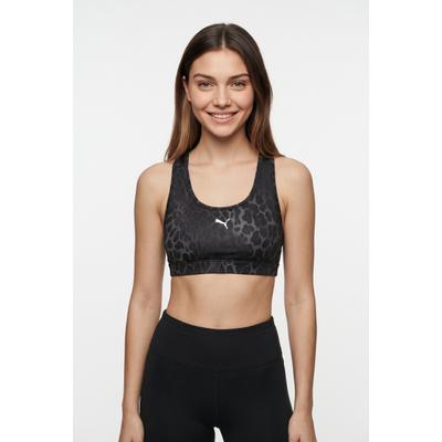 Sport-BH PUMA "4KEEPS BRA - P - SPOTTED HAZE - MID", Damen, Gr. XL, N-Gr, schwarz (puma schwarz), Interlock, Obermaterial: 85% Polyester, 15% Elasthan, schmal, BHs Sport-BH, mit Feuchtigkeitsmanagement, mit herausnehmbaren Polstern