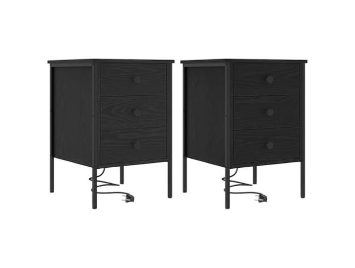 GHVBNMF Nachttisch 2er Set Schwarz Eichen-Optik 42x41x61 cm Vielseitiger Beistelltisch im 2er Set für Schlafzimmer und Gästezimmer, bietet geräumigen Stauraum und robuste Stabilität.