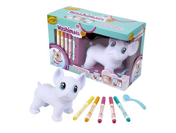 Crayola - Washimals Jumbo Pets, Set Big Wilbur met 5 uitwasbare viltstiften en borsteltje, spel en cadeau voor kinderen, vanaf 3 jaar, 74-0227
