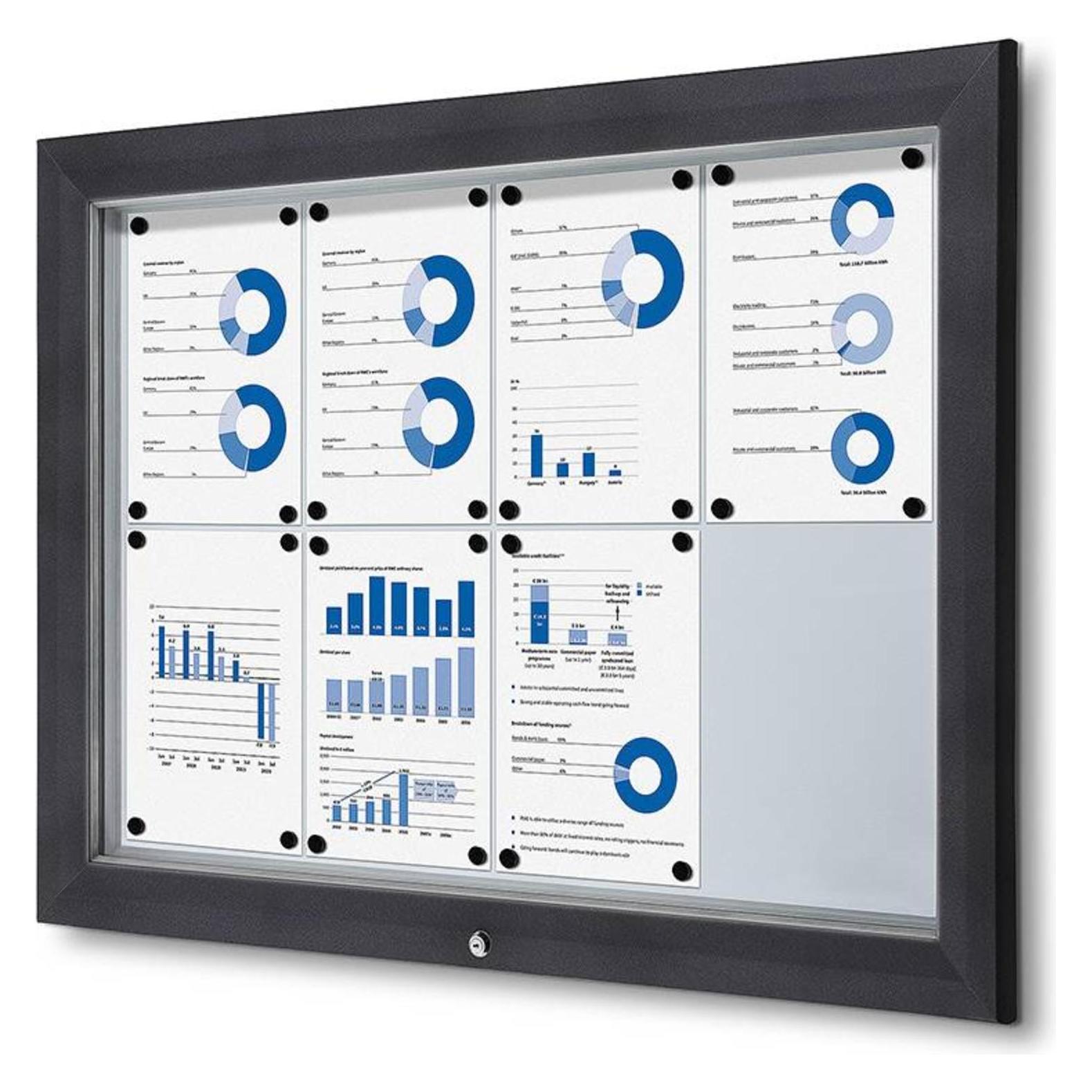 Showdown Displays Showdown Displays Schaukasten Premium grau 8x DIN A4 (Pinnwand, 102.50 x 76 cm) (SCT8xA4PHC7016JS)