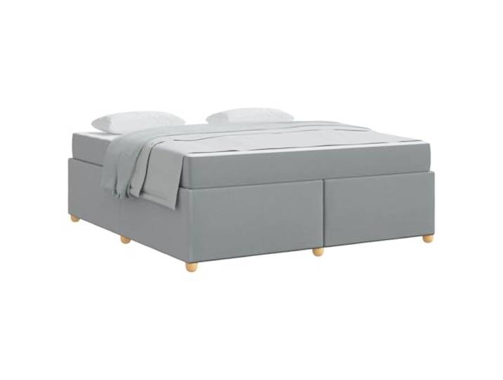 PUGYNBK Bett 180 x 200 cm mit Matratze Hellgrau Robustes Holz, mittelfeste Matratze, schwarze Beine, einfache Montage