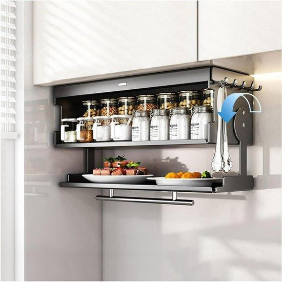 Opvouwbare Kast Organizer Grijs - Uitbreidbaar Keukenrek voor Kruiden met Magnetische Flip Top - Breedte: 19 cm