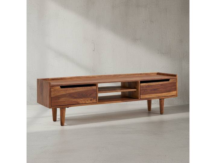 KADIMA DESIGN Lowboard Lowboard Massivholz 145x43x35 cm TV-Kommode zwei Türen Fernsehtisch (Fernsehkommode Wohnzimmer), Design TV-Schrank Hoch, Fernsehtisch Fernsehschrank Modern