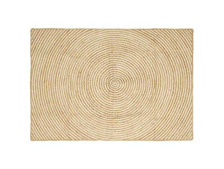 Tapis rond en jute - - Naturel et Blanc - 140x200 cm - Lavable en machine - Artisanal - Écologique - Moderne