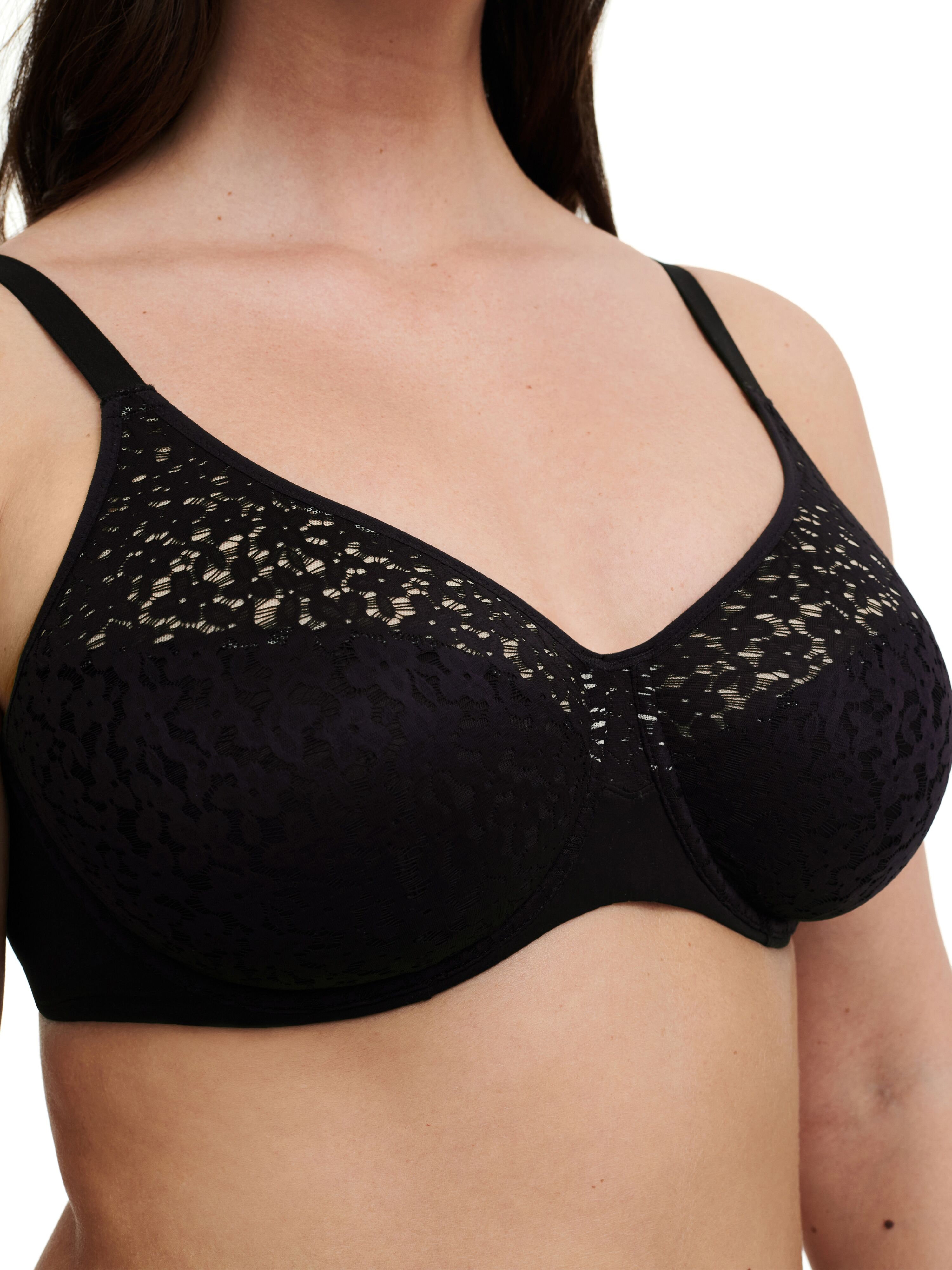 Bügel-BH CHANTELLE "NORAH", Damen, Gr. 75, Cup J, schwarz, Obermaterial: 71% Polyamid, 29% Elasthan, BHs Bügel-BH, weiche Spitze, blickdichtes Gewebe schwarz 75, Cup J