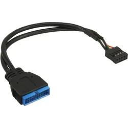 INLINE USB 2,0 zu 3,0 Adapterkabel intern, USB 2,0 Mainboard auf USB 3,0 intern, 0,3m