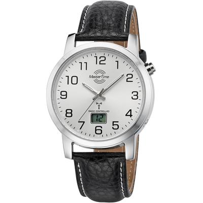 Funkuhr MASTER TIME "Basic", schwarz, Armbanduhren, Herren, Funkuhr, Armbanduhr, Quarzuhr, Herrenuhr, Datum, Langzeitbatterie