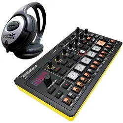 Roland Aira P-6 Creative Sampler mit Kopfhörer, Synthesizer, Schwarz, Gelb