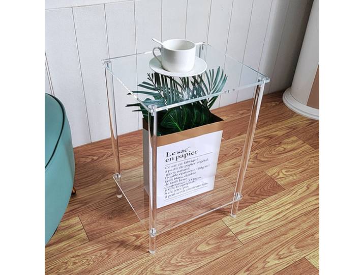 Table d'appoint en acrylique pour salon, présentoir en plexiglas en gros, table basse de bureau haute transparence