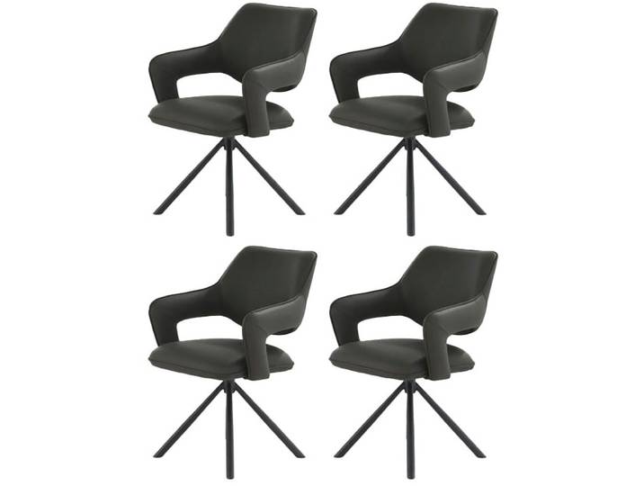 Esszimmerstuhl JOCKENHÖFER GRUPPE Lambert , grau (schwarz, schwarz), B:62cm H:86cm T:63cm, Stühle, Esszimmerstuhl, 4-Fuss-Stuhl, Drehfunktion (360), Lederoptik, bis 150 kg belastbar