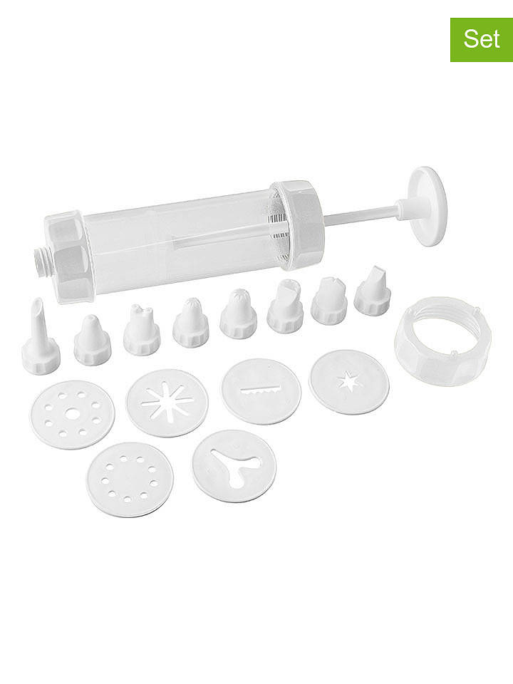 Fackelmann 15tlg. Garnierspritze-Set "Basic" in Transparent/ Weiß - onesize