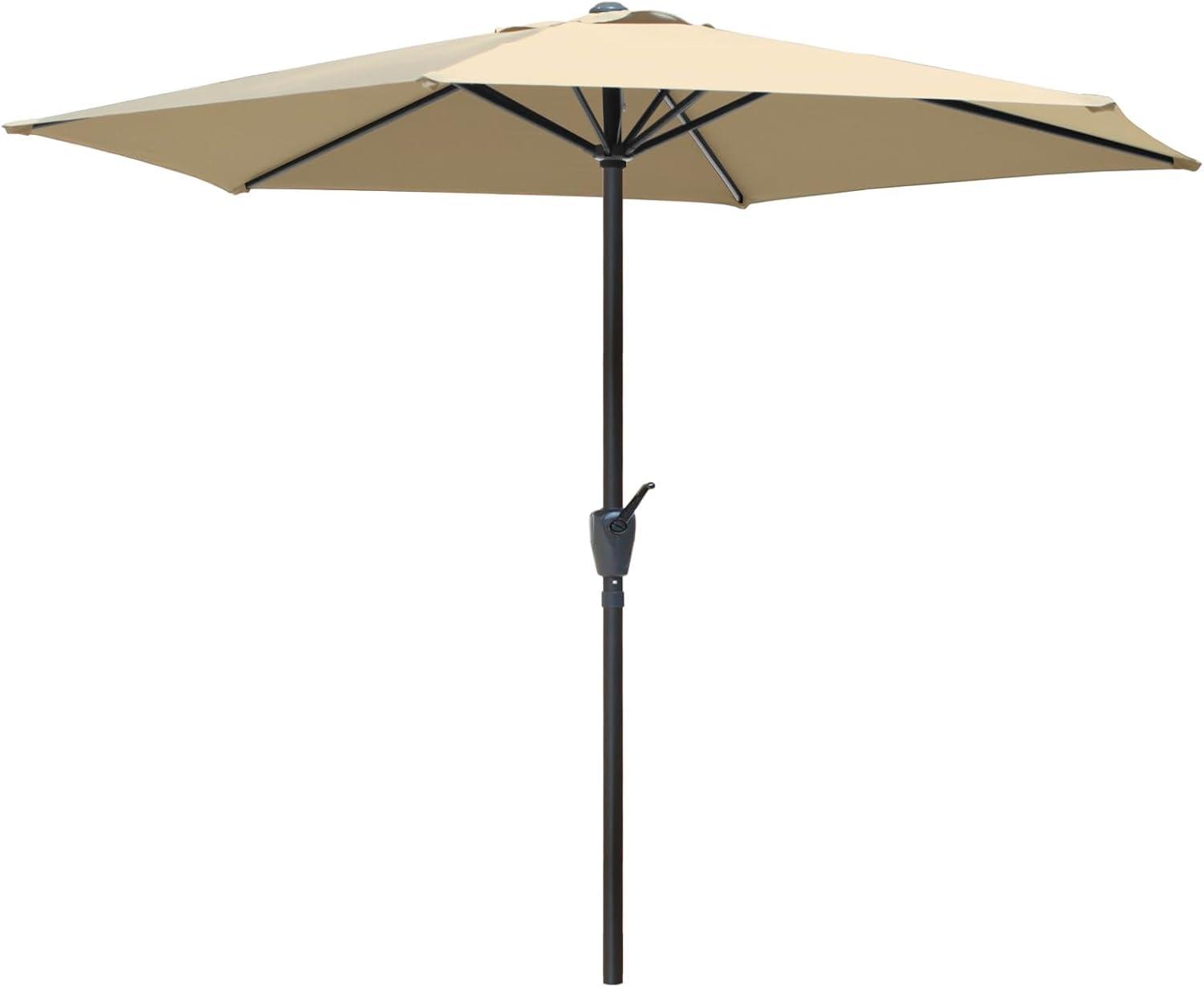 Kippbar Sonnenschirm 270 cm, Beidseitig um 30° Knickbar, Kurbel öffnen & Schließen, Verdickter Gewebe, UV50+, für Garten, Terrasse, Balkon, Strand, Reisen