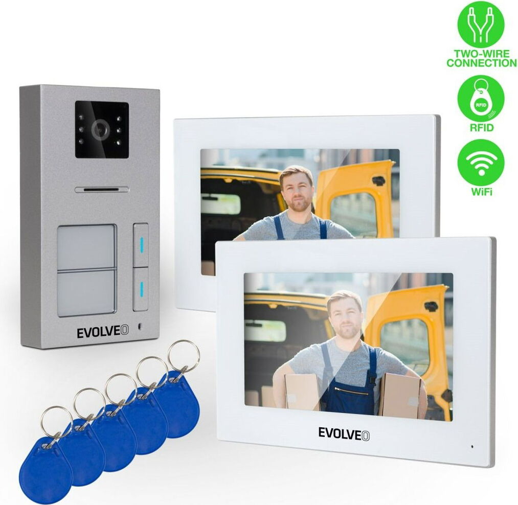 EVOLVEO DoorPhone AP2-2 kabelgebundenes Videotelefon für zwei Wohnungen mit App