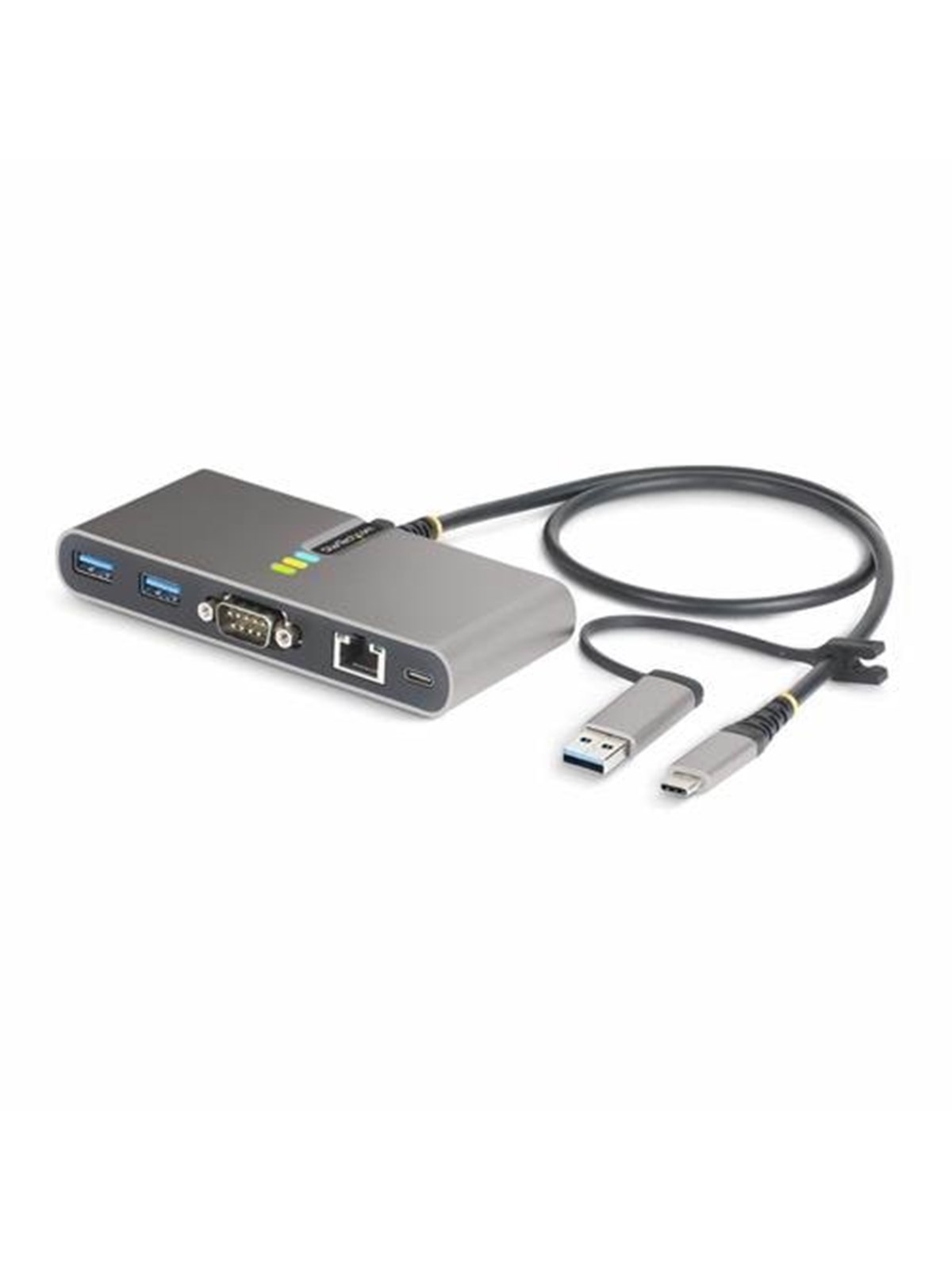 StarTech.com 2-Port USB-C/USB-A Hub with GbE and RS232 Serial 2x USB-A - hub - 2 ports USB-Hubs - 2 - Grau